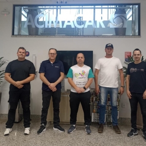 Presidente da Acimacar - Paulo Grenzel,  VP Cooperativismo - Hugo Ferraz , Gerente Geral da Acimacar - Marcelo Ewerling e os voluntários Paulo Cesar Cordova e Cleberson Schuh.