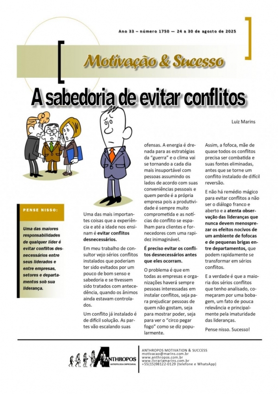 24 a 30 de agosto - A sabedoria de evitar conflitos